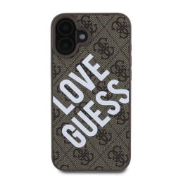 Husa Guess PU Leather 4G Big Love Logo MagSafe pentru iPhone 16, Maro