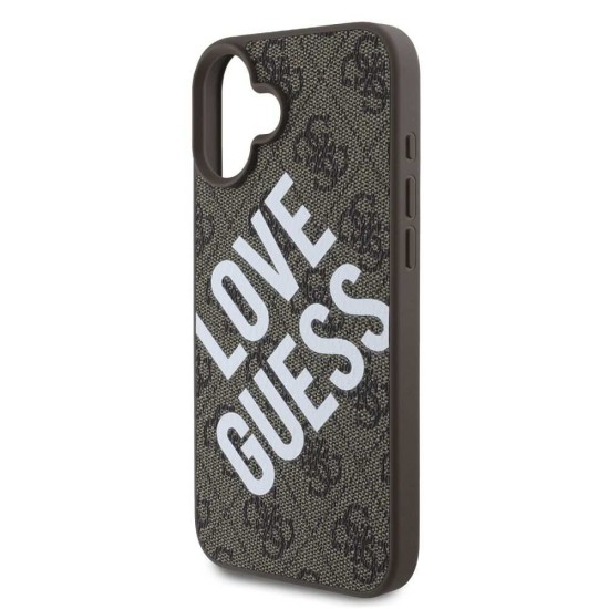 Husa Guess PU Leather 4G Big Love Logo MagSafe pentru iPhone 16, Maro (Bakr, GUHMP16SP4PLGWW) by www.silkase.ro