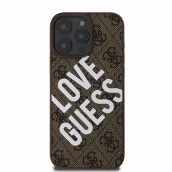 Husa Guess PU Leather 4G Big Love Logo MagSafe pentru iPhone 16 Pro Max, Maro
