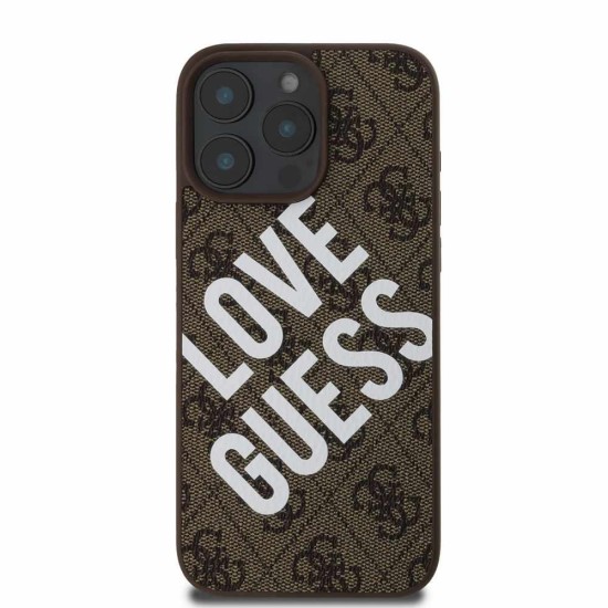 Husa Guess PU Leather 4G Big Love Logo MagSafe pentru iPhone 16 Pro Max, Maro (Bakr, GUHMP16XP4PLGWW) by www.silkase.ro