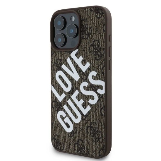 Husa Guess PU Leather 4G Big Love Logo MagSafe pentru iPhone 16 Pro Max, Maro (Bakr, GUHMP16XP4PLGWW) by www.silkase.ro