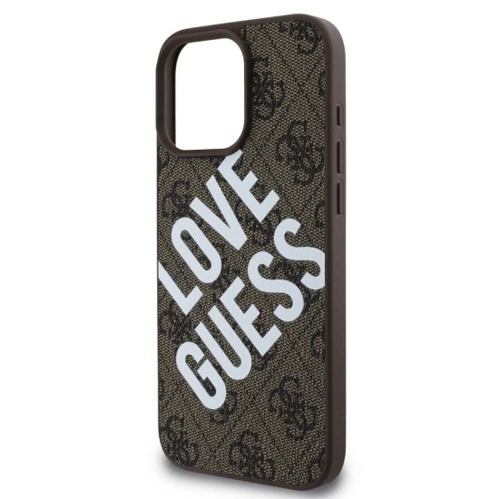 Husa Guess PU Leather 4G Big Love Logo MagSafe pentru iPhone 16 Pro Max, Maro (Bakr, GUHMP16XP4PLGWW) by www.silkase.ro