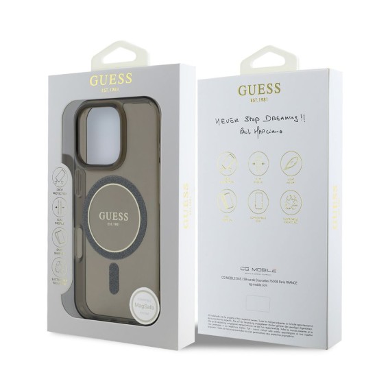 Husa Guess IML Glitter Ring MagSafe pentru iPhone 16 Pro, Neagra Husa Guess IML Glitter Ring MagSafe pentru iPhone 16 Pro, Neagra (Bakr, GUHMP16LHFGEREK) by www.silkase.ro