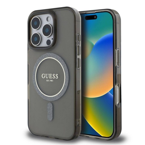 Husa Guess IML Glitter Ring MagSafe pentru iPhone 16 Pro Max, Neagra Husa Guess IML Glitter Ring MagSafe pentru iPhone 16 Pro Max, Neagra (Bakr, GUHMP16XHFGEREK) by www.silkase.ro
