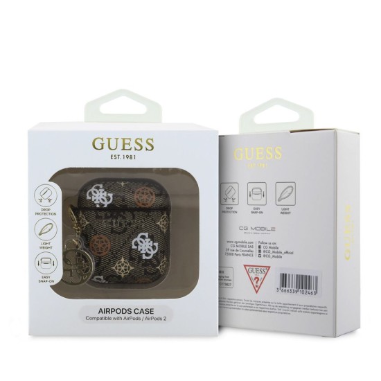 Husa Guess PU 4G Peony Charm pentru AirPods 1 / 2, Maro Husa Guess PU 4G Peony Charm pentru AirPods 1 / 2, Maro (Bakr, GUA2P4RPEW) by www.silkase.ro