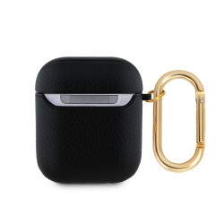 Husa Guess PU Grained Classic Logo pentru AirPods 1 / 2, Neagra