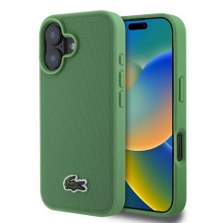 Husa Lacoste Iconic Petit Pique Woven Logo MagSafe pentru iPhone 16, Verde