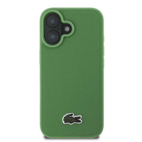 Husa Lacoste Iconic Petit Pique Woven Logo MagSafe pentru iPhone 16, Verde (Bakr, LCHMP16SPVCN) by www.silkase.ro