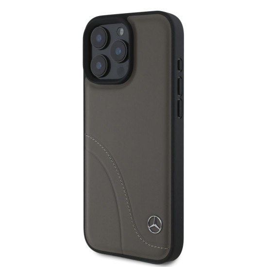 Husa Mercedes Curved Stitches Leather pentru iPhone 16 Pro, Maro Husa Mercedes Curved Stitches Leather pentru iPhone 16 Pro, Maro (Bakr, MEHCP16L23RBCSB) by www.silkase.ro