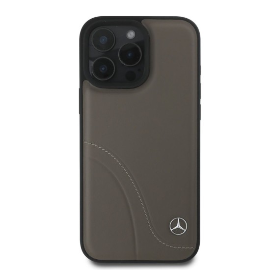 Husa Mercedes Curved Stitches Leather pentru iPhone 16 Pro, Maro Husa Mercedes Curved Stitches Leather pentru iPhone 16 Pro, Maro (Bakr, MEHCP16L23RBCSB) by www.silkase.ro
