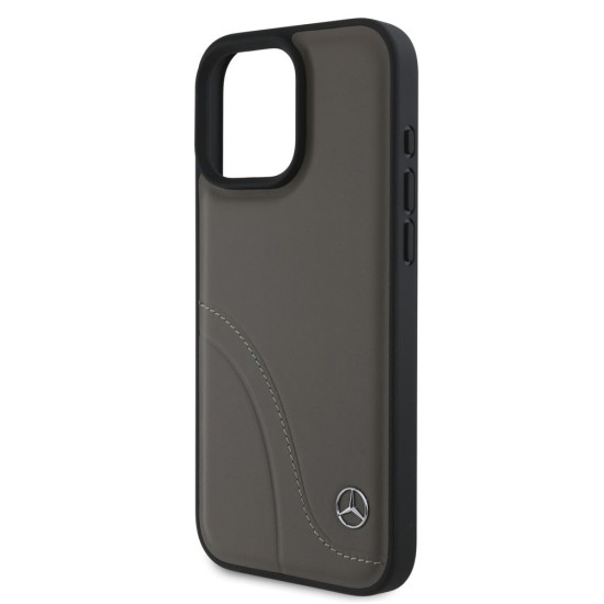 Husa Mercedes Curved Stitches Leather pentru iPhone 16 Pro, Maro Husa Mercedes Curved Stitches Leather pentru iPhone 16 Pro, Maro (Bakr, MEHCP16L23RBCSB) by www.silkase.ro