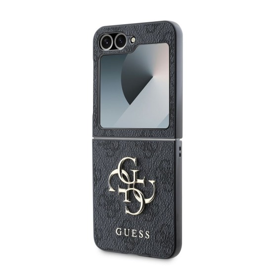 Husă Guess PU 4G Metal Logo pentru Samsung Galaxy Z Flip 6 / 7 FE, Grey (Bakr, GUHCZF64GMGGR) by www.silkase.ro