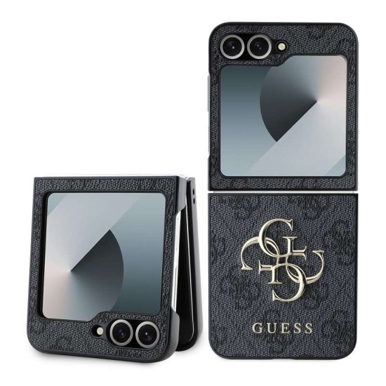 Husă Guess PU 4G Metal Logo pentru Samsung Galaxy Z Flip 6 / 7 FE, Grey (Bakr, GUHCZF64GMGGR) by www.silkase.ro