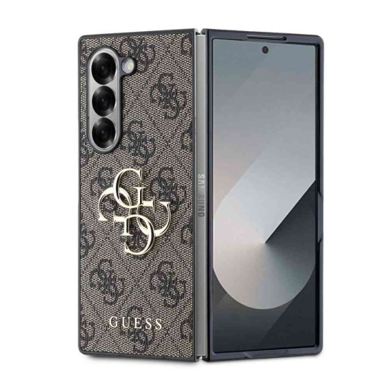 Husa Guess PU 4G Metal Logo pentru Samsung Galaxy Z Fold 6, Maro (Bakr, GUHCZFD64GMGBR) by www.silkase.ro