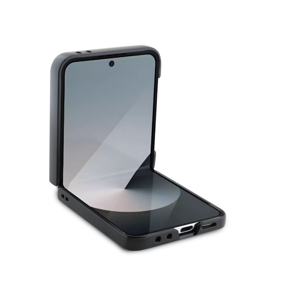 Husa Lacoste Iconic Petit Pique Woven Logo MagSafe pentru Samsung Galaxy Z Flip 6 / 7 FE, Neagra (Bakr, LCHCZF6PVCK) by www.silkase.ro