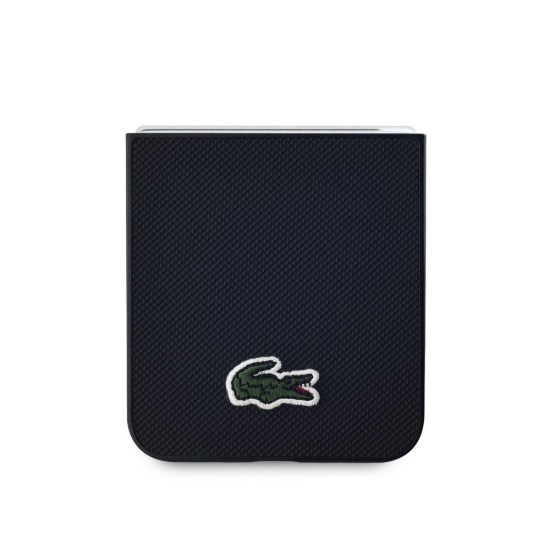 Husa Lacoste Iconic Petit Pique Woven Logo MagSafe pentru Samsung Galaxy Z Flip 6 / 7 FE, Neagra (Bakr, LCHCZF6PVCK) by www.silkase.ro