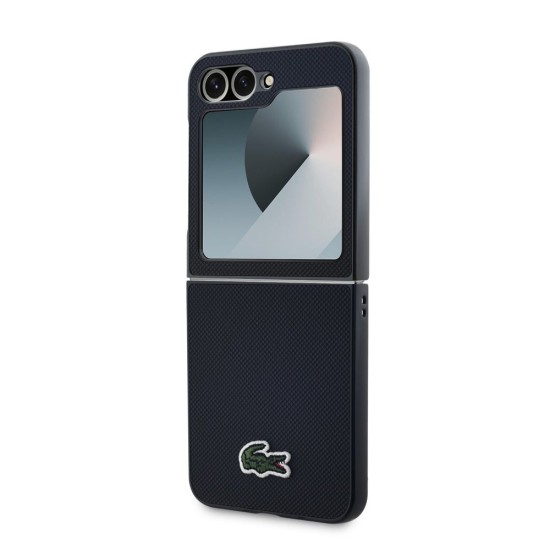 Husa Lacoste Iconic Petit Pique Woven Logo MagSafe pentru Samsung Galaxy Z Flip 6 / 7 FE, Neagra (Bakr, LCHCZF6PVCK) by www.silkase.ro