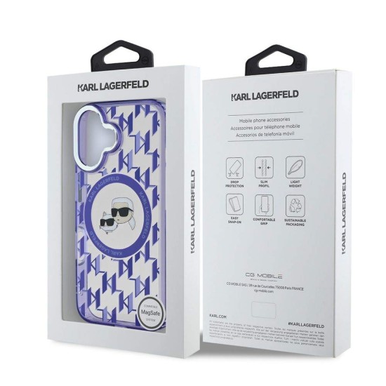 Husa Karl Lagerfeld IML Monogram K&CH Heads MagSafe pentru iPhone 16, Mov Husa Karl Lagerfeld IML Monogram K&CH Heads MagSafe pentru iPhone 16, Mov (Bakr, KLHMP16SHMCKMHU) by www.silkase.ro