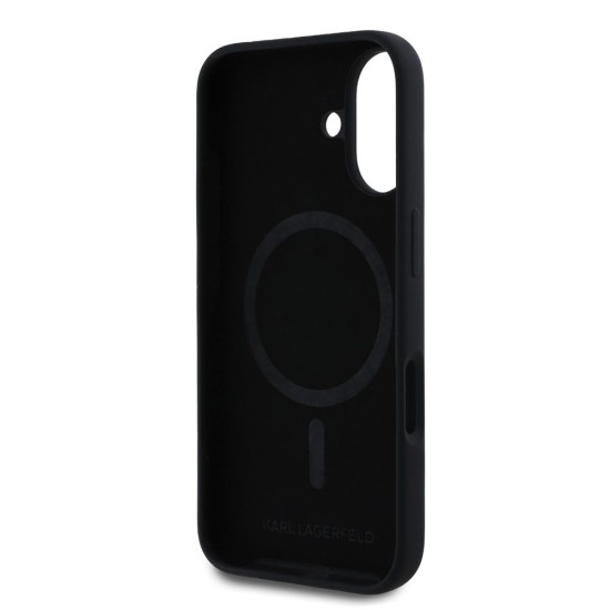 Husa Karl Lagerfeld Liquid Silicone Karl and Choupette MagSafe pentru iPhone 16 Plus, Neagra (Bakr, KLHMP16MSCMKCRHK) by www.silkase.ro