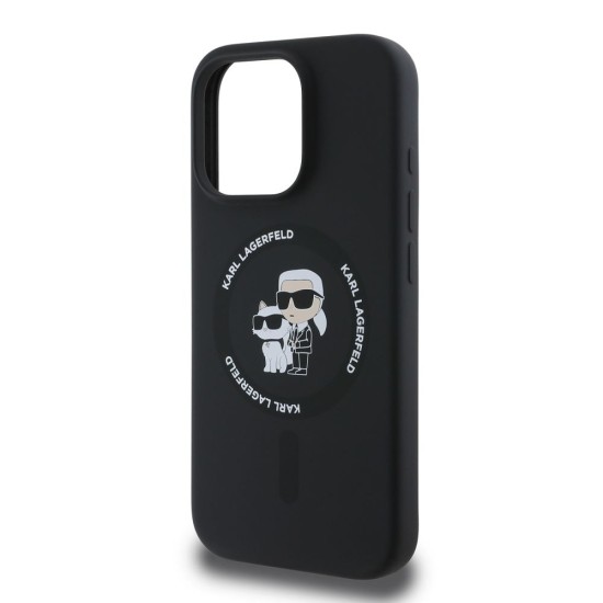 Husa Karl Lagerfeld Liquid Silicone Karl and Choupette MagSafe pentru iPhone 16 Pro Max, Neagra (Bakr, KLHMP16XSCMKCRHK) by www.silkase.ro