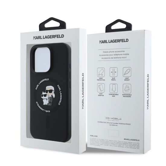 Husa Karl Lagerfeld Liquid Silicone Karl and Choupette MagSafe pentru iPhone 16 Pro Max, Neagra (Bakr, KLHMP16XSCMKCRHK) by www.silkase.ro