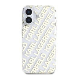 Husa Karl Lagerfeld IML Electroplated Repeated Logo pentru iPhone 16, Aurie