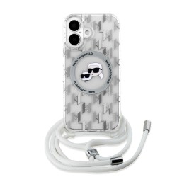 Husa Crossbody Karl Lagerfeld IML Monogram K&CH Heads MagSafe pentru iPhone 16, Transparenta