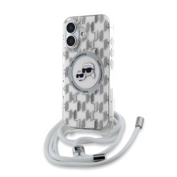 Husa Crossbody Karl Lagerfeld IML Monogram K&CH Heads MagSafe pentru iPhone 16, Transparenta Husa Crossbody Karl Lagerfeld IML Monogram K&CH Heads MagSafe pentru iPhone 16, Transparenta