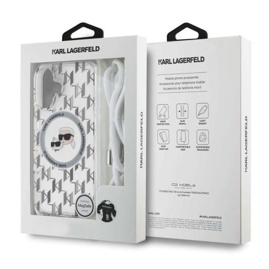 Husa Crossbody Karl Lagerfeld IML Monogram K&CH Heads MagSafe pentru iPhone 16, Transparenta Husa Crossbody Karl Lagerfeld IML Monogram K&CH Heads MagSafe pentru iPhone 16, Transparenta (Bakr, KLHMP16SHCKCKLCT) by www.silkase.ro