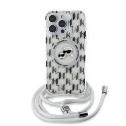 Husa Crossbody Karl Lagerfeld IML Monogram K&CH Heads MagSafe pentru iPhone 16 Pro Max, Transparenta