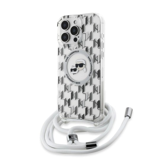 Husa Crossbody Karl Lagerfeld IML Monogram K&CH Heads MagSafe pentru iPhone 16 Pro Max, Transparenta (Bakr, KLHMP16XHCKCKLCT) by www.silkase.ro