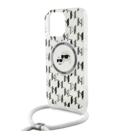 Husa Crossbody Karl Lagerfeld IML Monogram K&CH Heads MagSafe pentru iPhone 16 Pro Max, Transparenta (Bakr, KLHMP16XHCKCKLCT) by www.silkase.ro