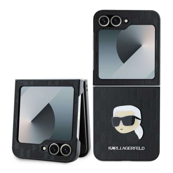 Husa Karl Lagerfeld PU Saffiano Monogram Karl Head pentru Samsung Galaxy Z Flip 6 / 7 FE, Neagra (Bakr, KLHCZF6PGKSKIHK) by www.silkase.ro