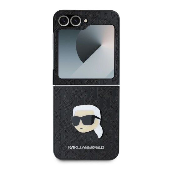Husa Karl Lagerfeld PU Saffiano Monogram Karl Head pentru Samsung Galaxy Z Flip 6 / 7 FE, Neagra (Bakr, KLHCZF6PGKSKIHK) by www.silkase.ro