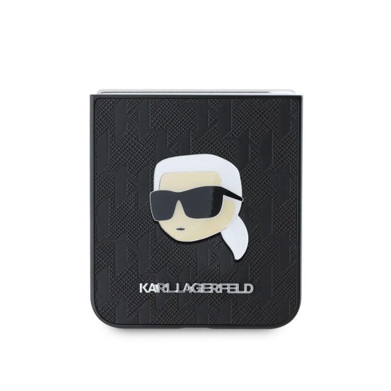 Husa Karl Lagerfeld PU Saffiano Monogram Karl Head pentru Samsung Galaxy Z Flip 6 / 7 FE, Neagra (Bakr, KLHCZF6PGKSKIHK) by www.silkase.ro