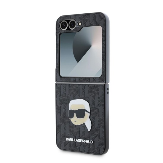 Husa Karl Lagerfeld PU Saffiano Monogram Karl Head pentru Samsung Galaxy Z Flip 6 / 7 FE, Neagra (Bakr, KLHCZF6PGKSKIHK) by www.silkase.ro