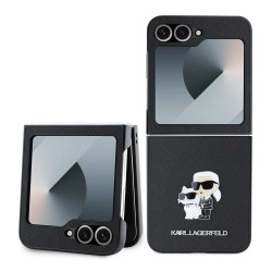 Husa Karl Lagerfeld PU Saffiano Karl and Choupette pentru Samsung Galaxy Z Flip 6 / 7 FE, Neagra