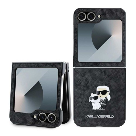 Husa Karl Lagerfeld PU Saffiano Karl and Choupette pentru Samsung Galaxy Z Flip 6 / 7 FE, Neagra (Bakr, KLHCZF6SAPKCNPK) by www.silkase.ro