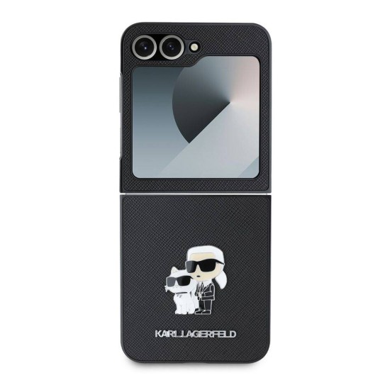 Husa Karl Lagerfeld PU Saffiano Karl and Choupette pentru Samsung Galaxy Z Flip 6 / 7 FE, Neagra (Bakr, KLHCZF6SAPKCNPK) by www.silkase.ro