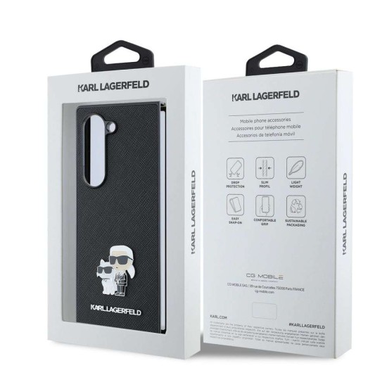 Husa Karl Lagerfeld PU Saffiano Karl and Choupette pentru Samsung Galaxy Z Fold 6, Neagra (Bakr, KLHCZFD6SAPKCNPK) by www.silkase.ro