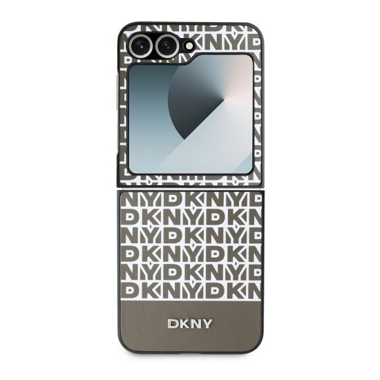 Husa DKNY PU Leather Repeat Pattern Bottom Stripe pentru Samsung Galaxy Z Flip 6 / 7 FE, Brown (Bakr, DKHCZF6PSOSPW) by www.silkase.ro