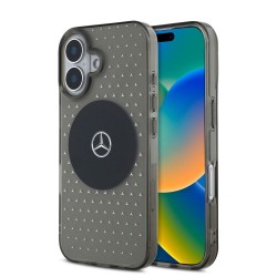 Husa Mercedes PC/TPU Star Pattern MagSafe pentru iPhone 16 Plus, Neagra