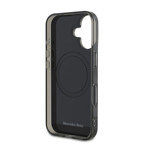 Husa Mercedes PC/TPU Double Layer MagSafe pentru iPhone 16, Negru/Argintiu (Bakr, MEHMP16S23HBIGK) by www.silkase.ro