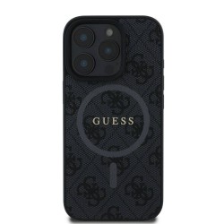 Husa Guess PU Leather 4G Colored Ring MagSafe pentru iPhone 16 Pro, Neagra Husa Guess PU Leather 4G Colored Ring MagSafe pentru iPhone 16 Pro, Neagra