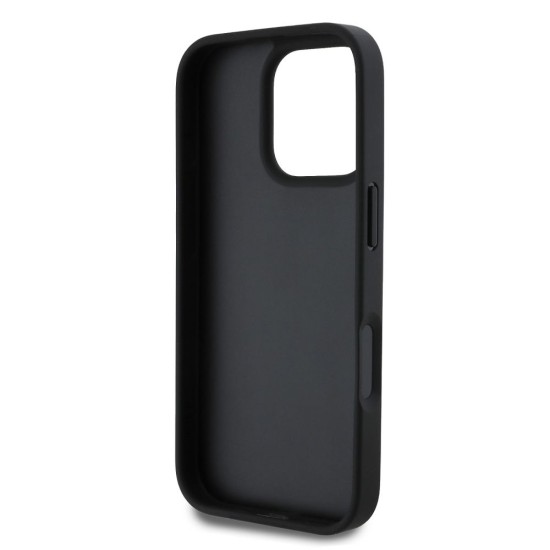 Husa Guess PU 4G Strass Triangle Metal Logo pentru iPhone 16 Pro Max, Neagra (Bakr, GUHCP16XP4TDPK) by www.silkase.ro