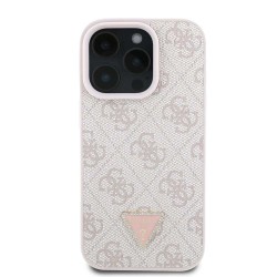 Husă Guess PU 4G Strass Triangle Metal Logo pentru iPhone 16 Pro Roz Husă Guess PU 4G Strass Triangle Metal Logo pentru iPhone 16 Pro Roz
