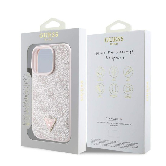 Husă Guess PU 4G Strass Triangle Metal Logo pentru iPhone 16 Pro Roz Husă Guess PU 4G Strass Triangle Metal Logo pentru iPhone 16 Pro Roz (Bakr, GUHCP16LP4TDPP) by www.silkase.ro