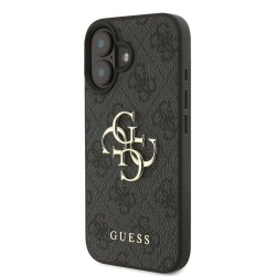 Husa Guess PU 4G Metal Logo pentru iPhone 16, Gri