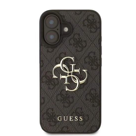 Husa Guess PU 4G Metal Logo pentru iPhone 16, Gri (Bakr, GUHCP16S4GMGGR) by www.silkase.ro