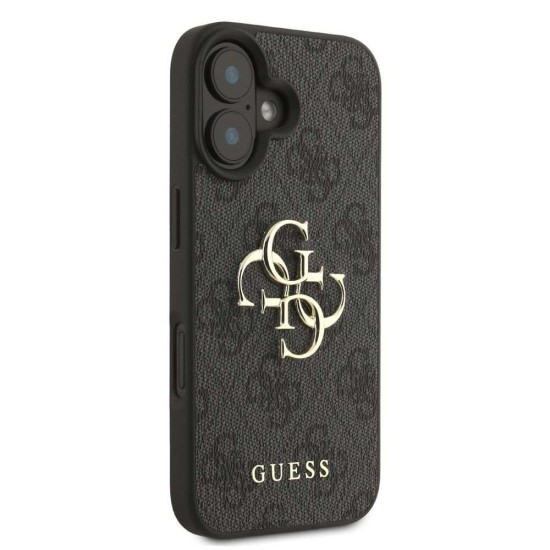 Husa Guess PU 4G Metal Logo pentru iPhone 16, Gri (Bakr, GUHCP16S4GMGGR) by www.silkase.ro